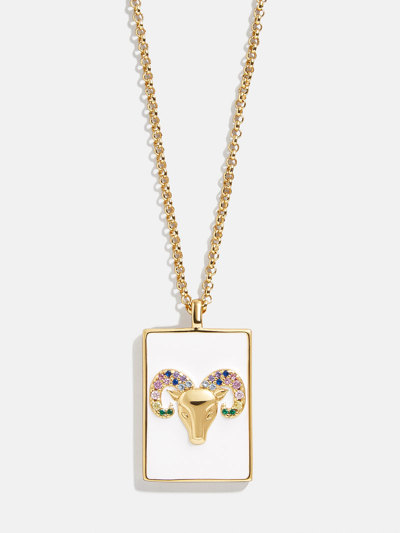 BaubleBar Reversible 18K Gold Zodiac Pendant Necklace - Aries - 
    18K Gold Plated Sterling Silver
  
