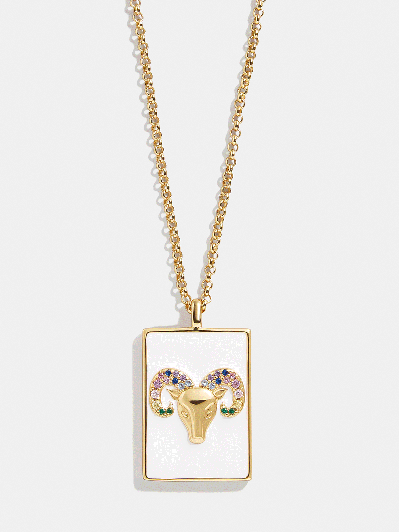 BaubleBar Reversible 18K Gold Zodiac Pendant Necklace - Aries - 
    18K Gold Plated Sterling Silver
  
