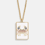 Reversible 18K Gold Zodiac Pendant Necklace - Cancer