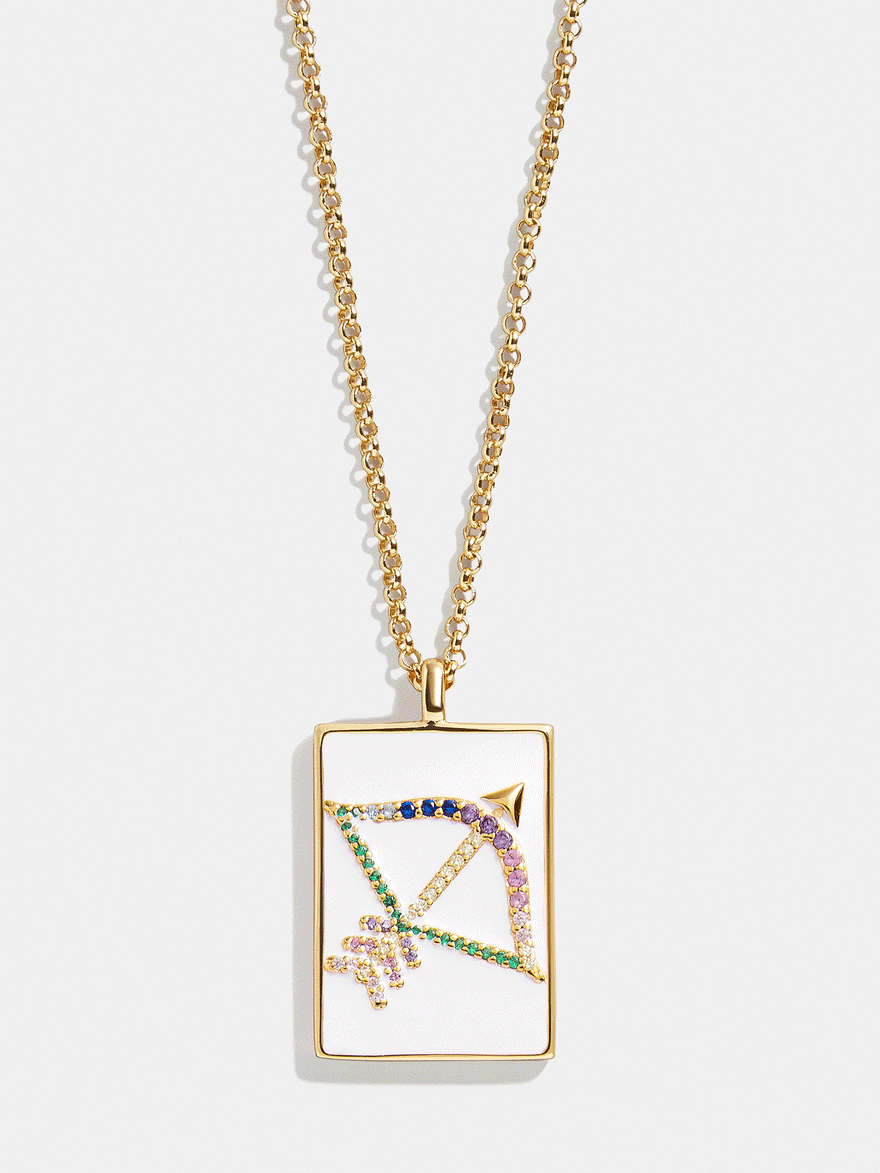 Reversible 18K Gold Zodiac Pendant Necklace - Sagittarius