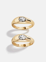 BaubleBar Vanessa Ring Set - Gold/Pavé - 
    Set of two gold rings
  
