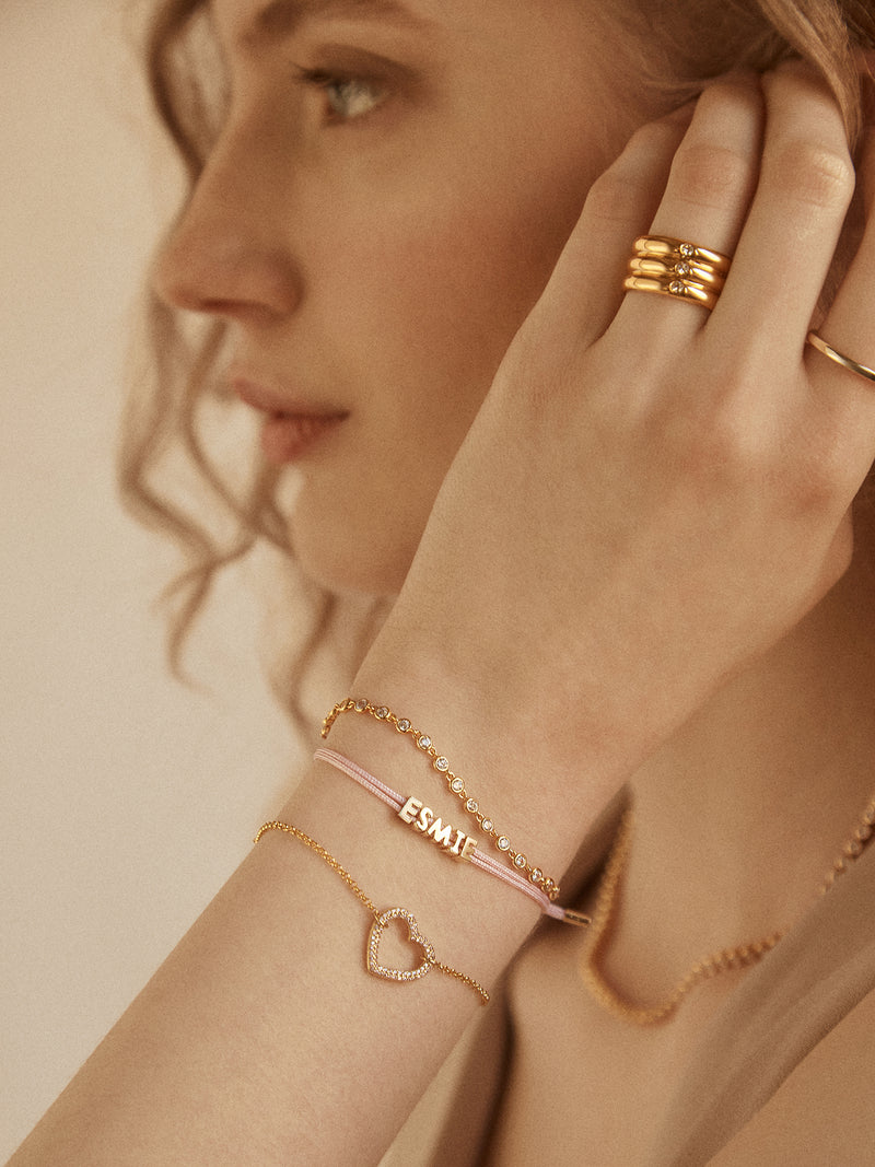 BaubleBar Sabrina 18K Gold Motif Bracelet - Heart - 
    18K Gold Plated Sterling Silver, Cubic Zirconia
  
