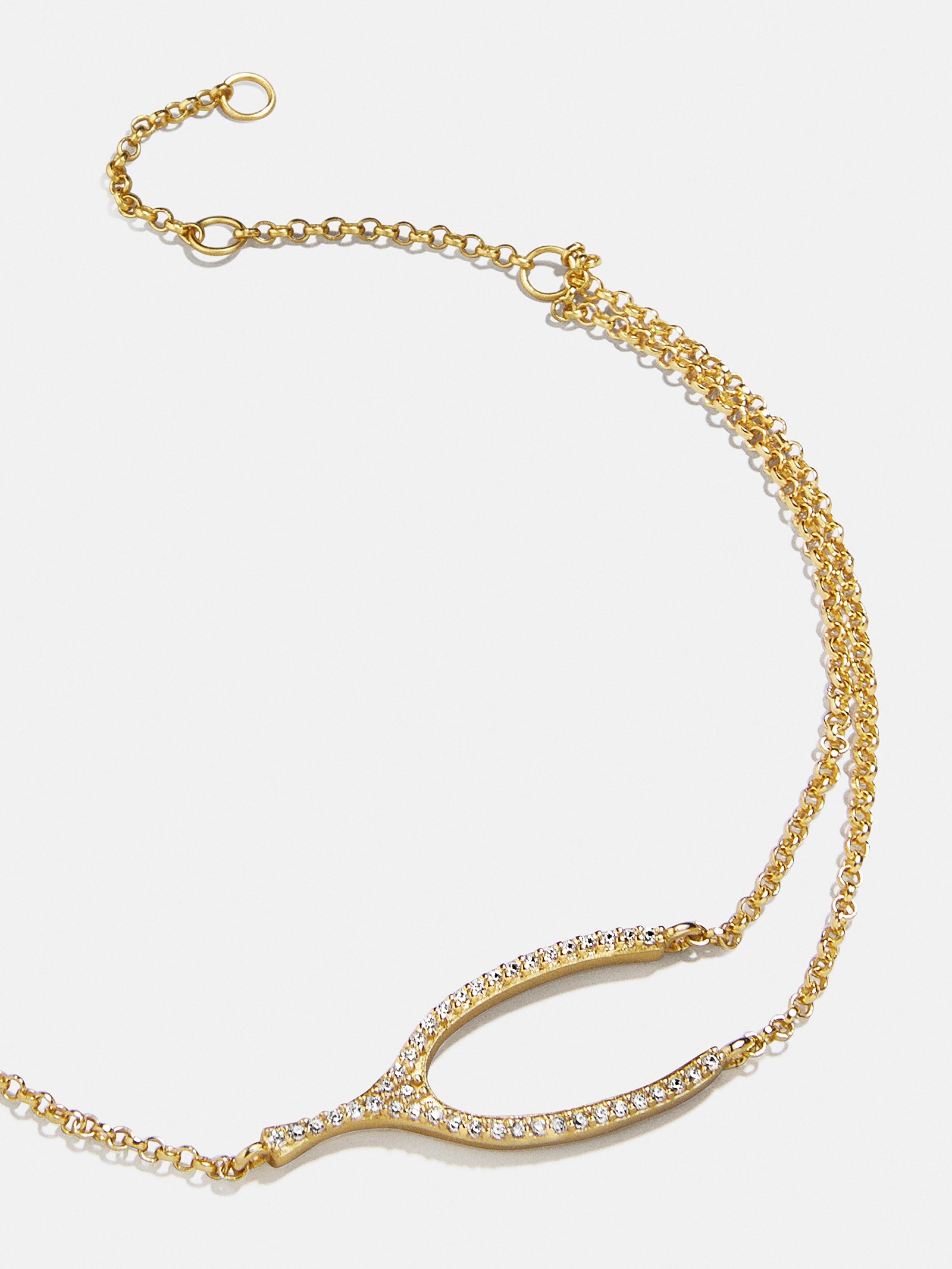 Sabrina 18K Gold Motif Bracelet - Wishbone – Cubic zirconia, 18K