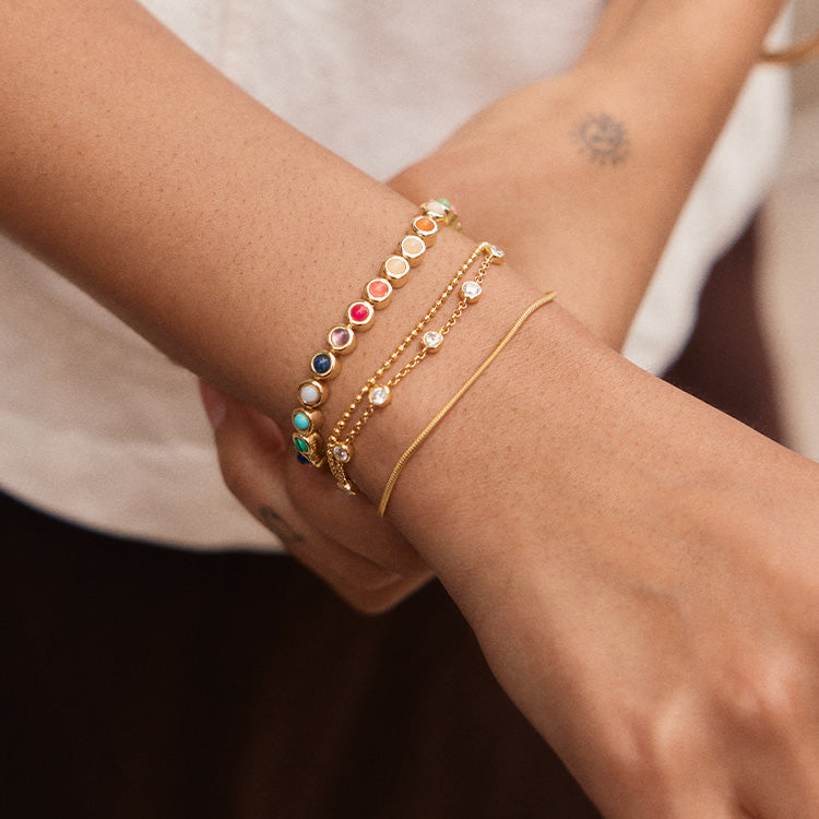 Chelsea Pisa Bracelet in 3MM/4MM Alternating Gold Pisa | BaubleBar