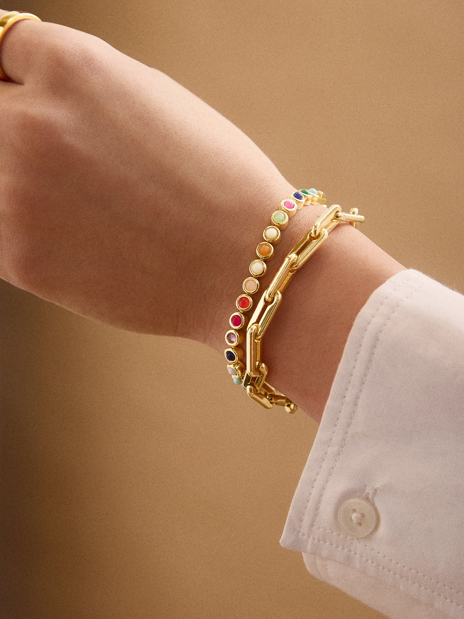 Nina 2mm Gold & Gemstone Bracelet