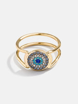 BaubleBar Ojo Ring - Gold/Blue - 
    Pavé evil eye ring
  
