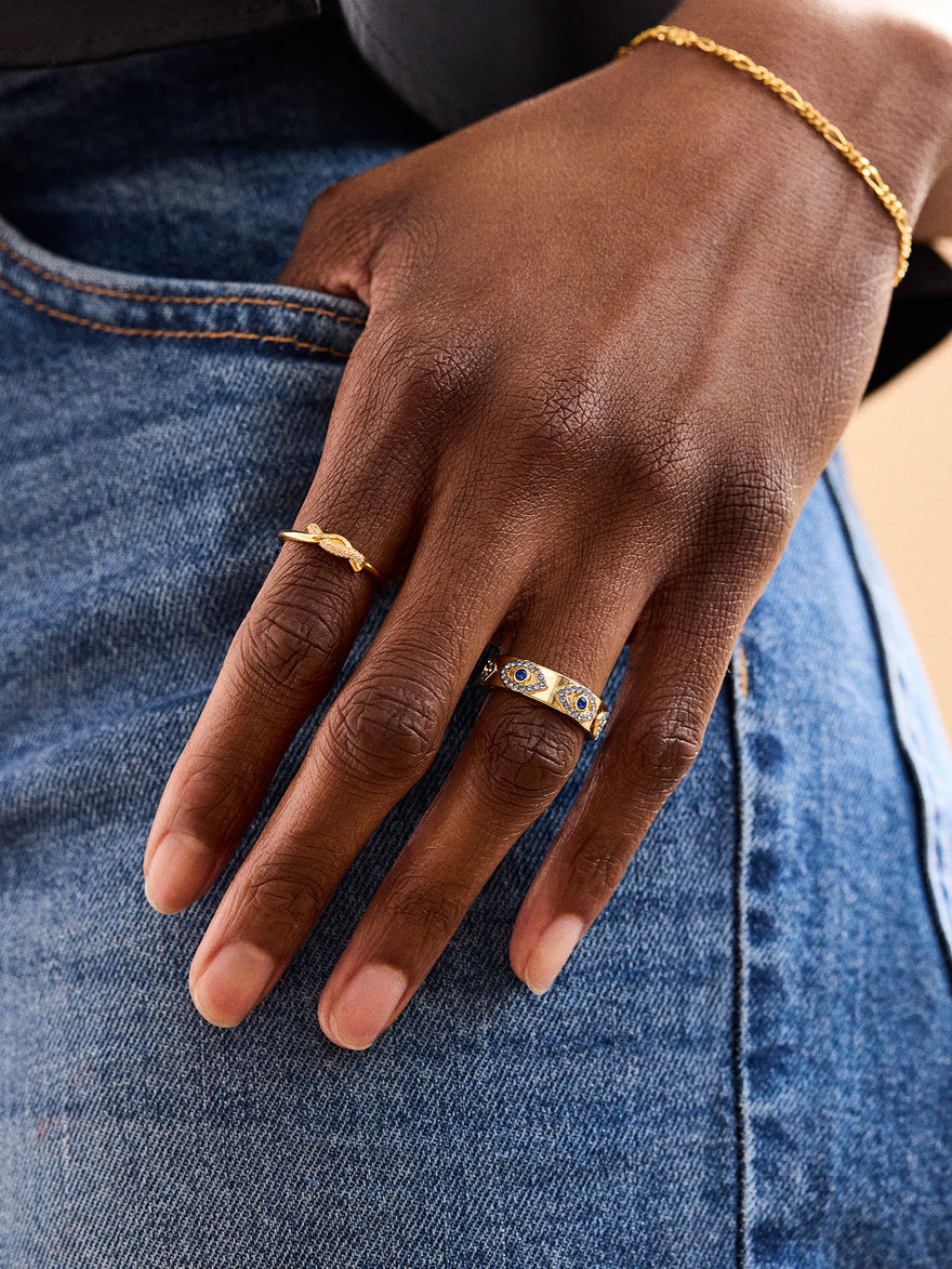 Eyes On Eyes Ring - Gold/Blue