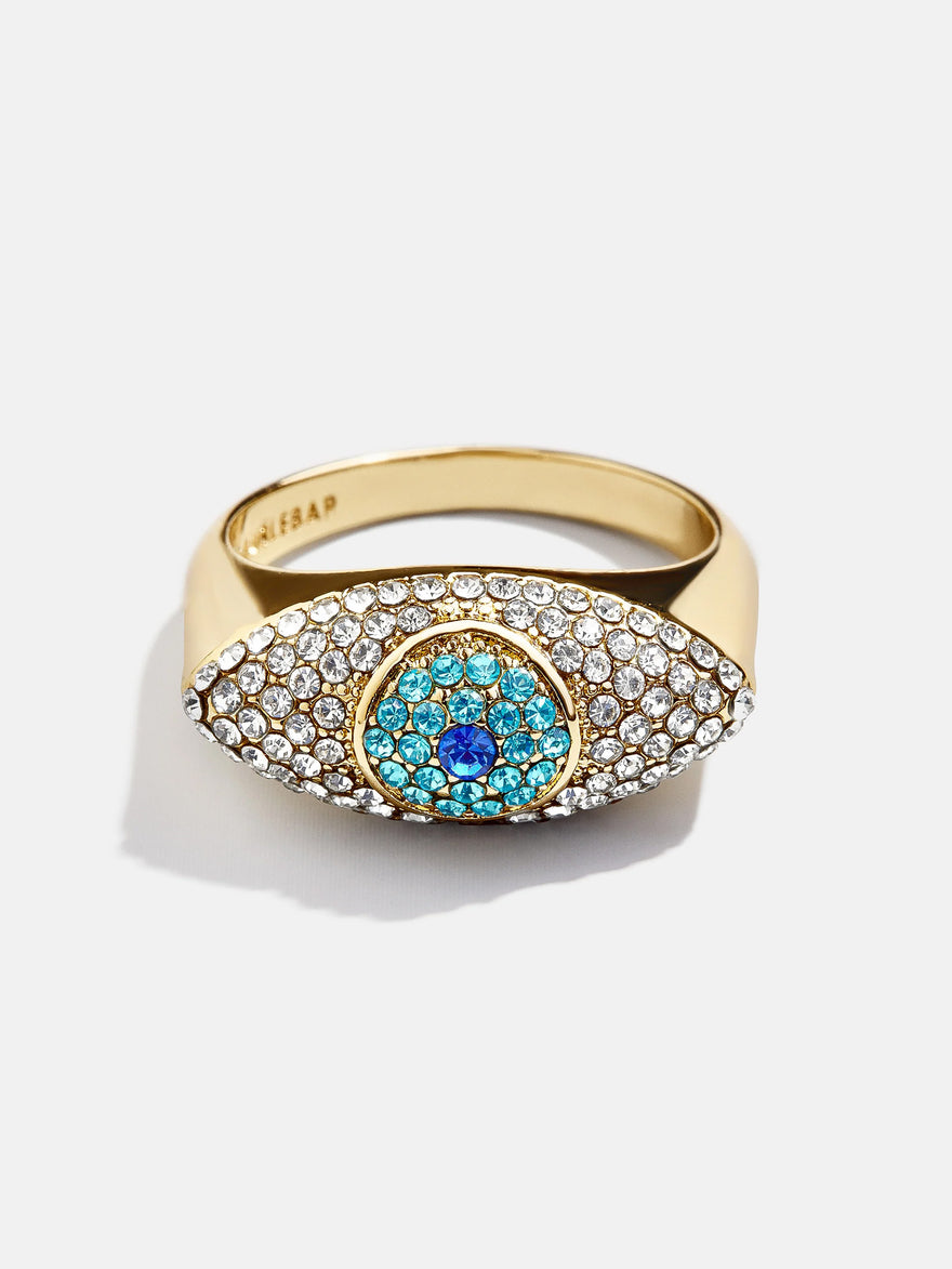 Eyes Out Statement Ring - Gold/Blue
