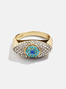 Eyes Out Statement Ring - Gold/Blue