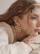 Flora Statement Earrings - Gold/Pavé