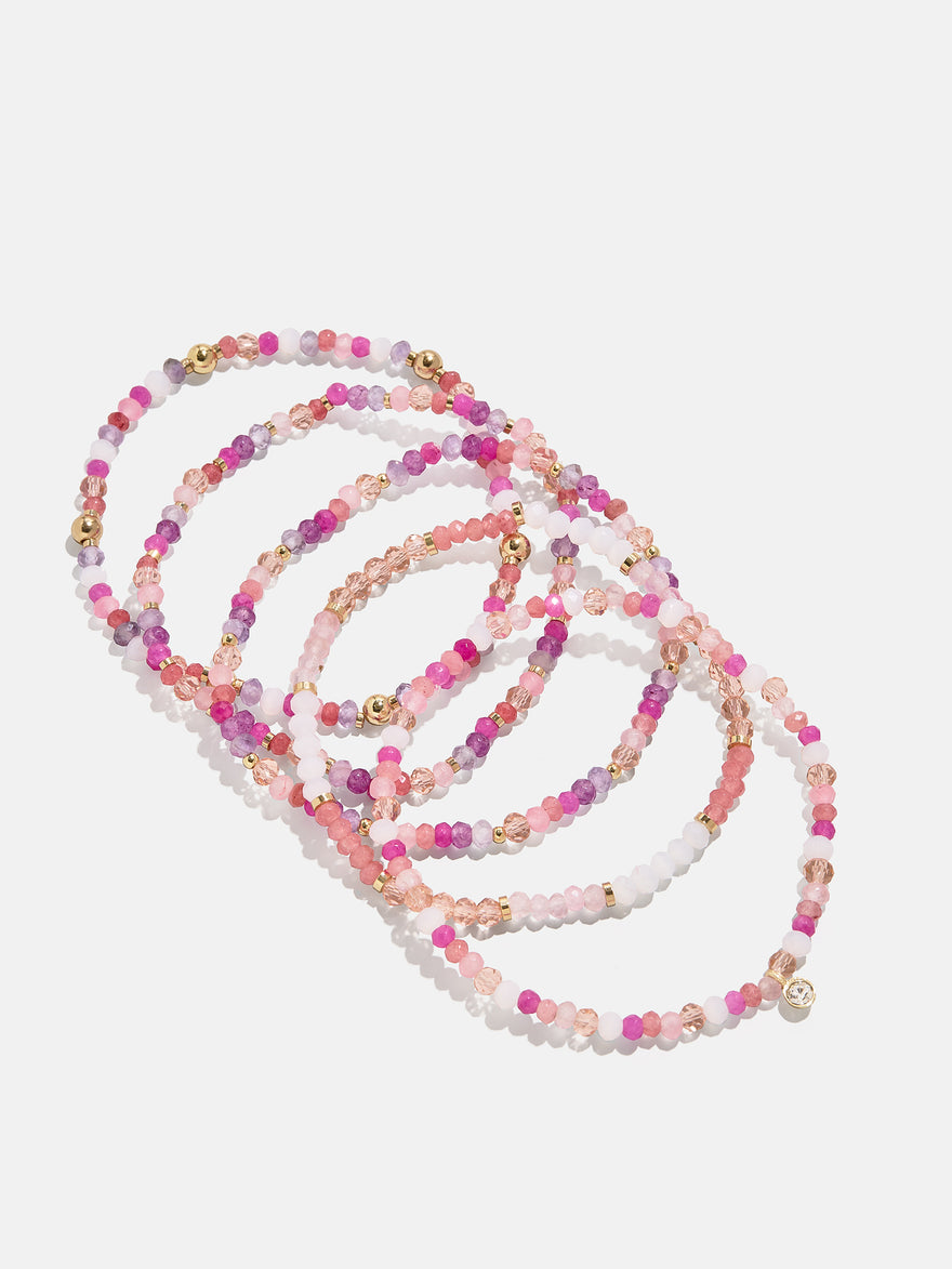 Indya Semi-Precious Layered Bracelet Set - Pink Multi