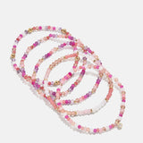 Indya Semi-Precious Layered Bracelet Set - Pink Multi