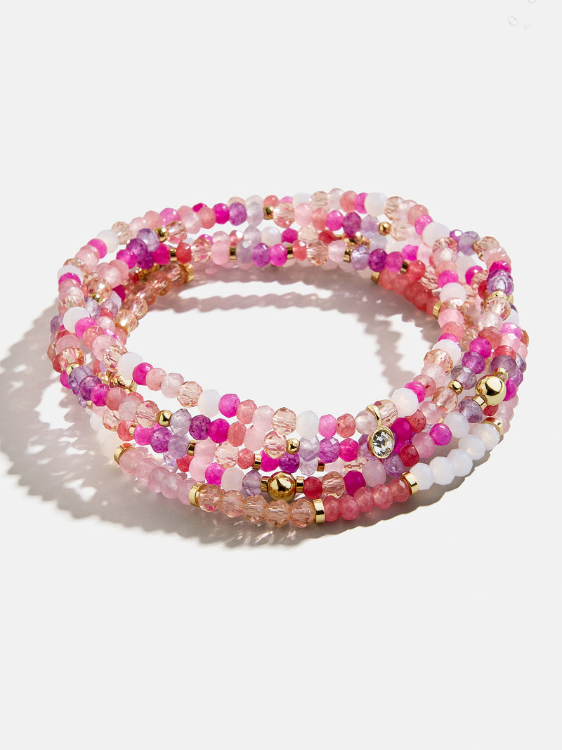 Indya Semi-Precious Layered Bracelet Set - Pink Multi
