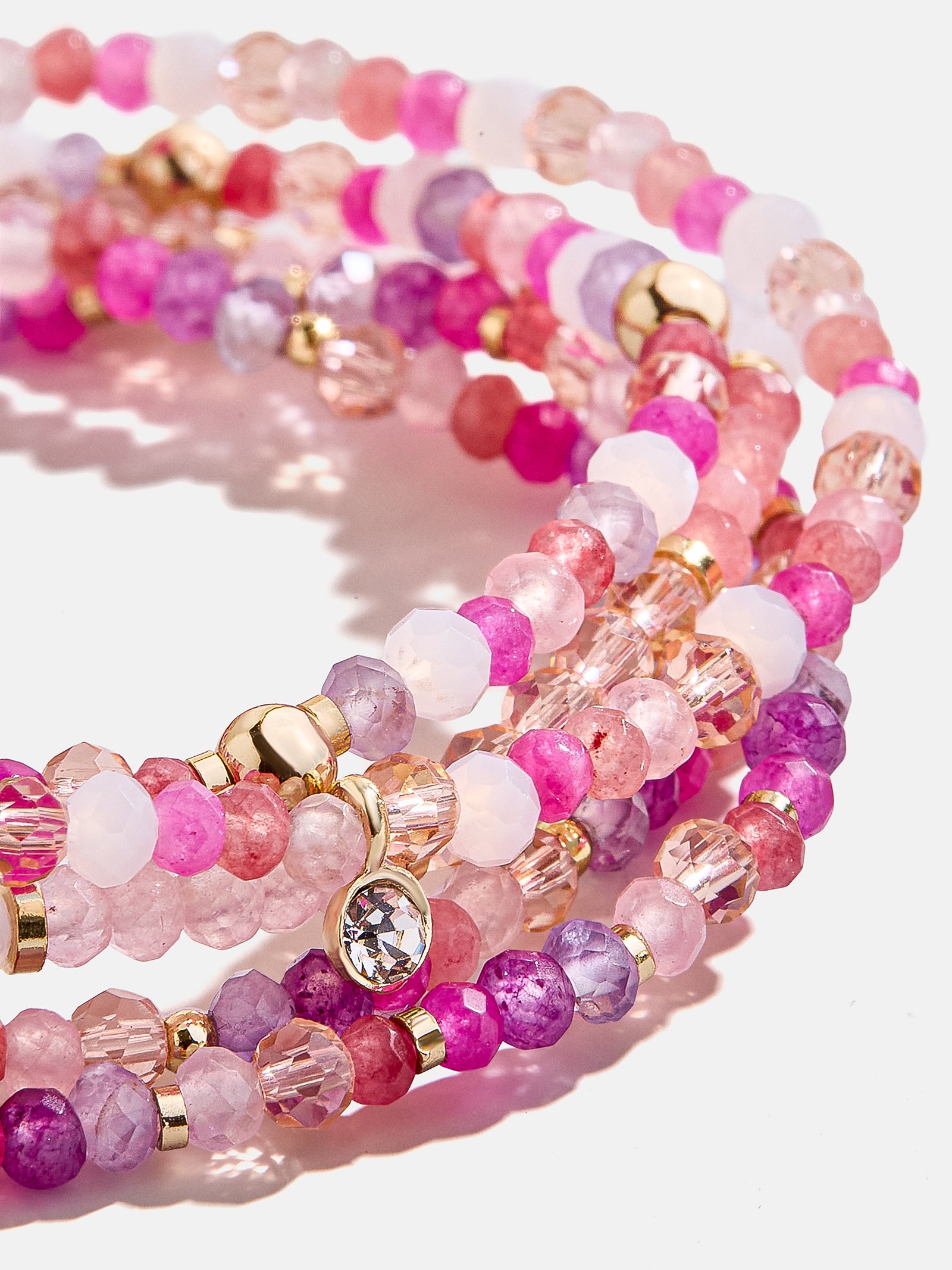 Indya Semi-Precious Layered Bracelet Set - Pink Multi