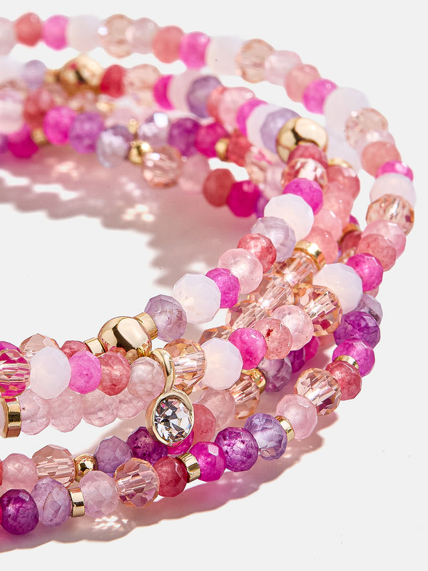 Indya Semi-Precious Layered Bracelet Set - Pink