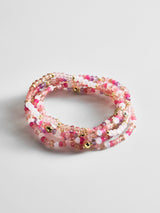 BaubleBar Indya Semi-Precious Layered Bracelet Set - Pink Multi - 
    Set of five beaded stretch bracelets
  

