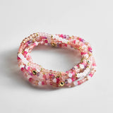 Indya Semi-Precious Layered Bracelet Set - Pink Multi