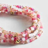Indya Semi-Precious Layered Bracelet Set - Pink Multi