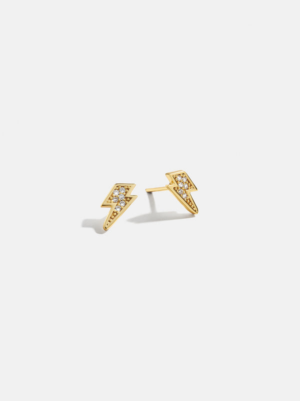 18K Gold Celestial Delicate Stud - Lightning Bolt