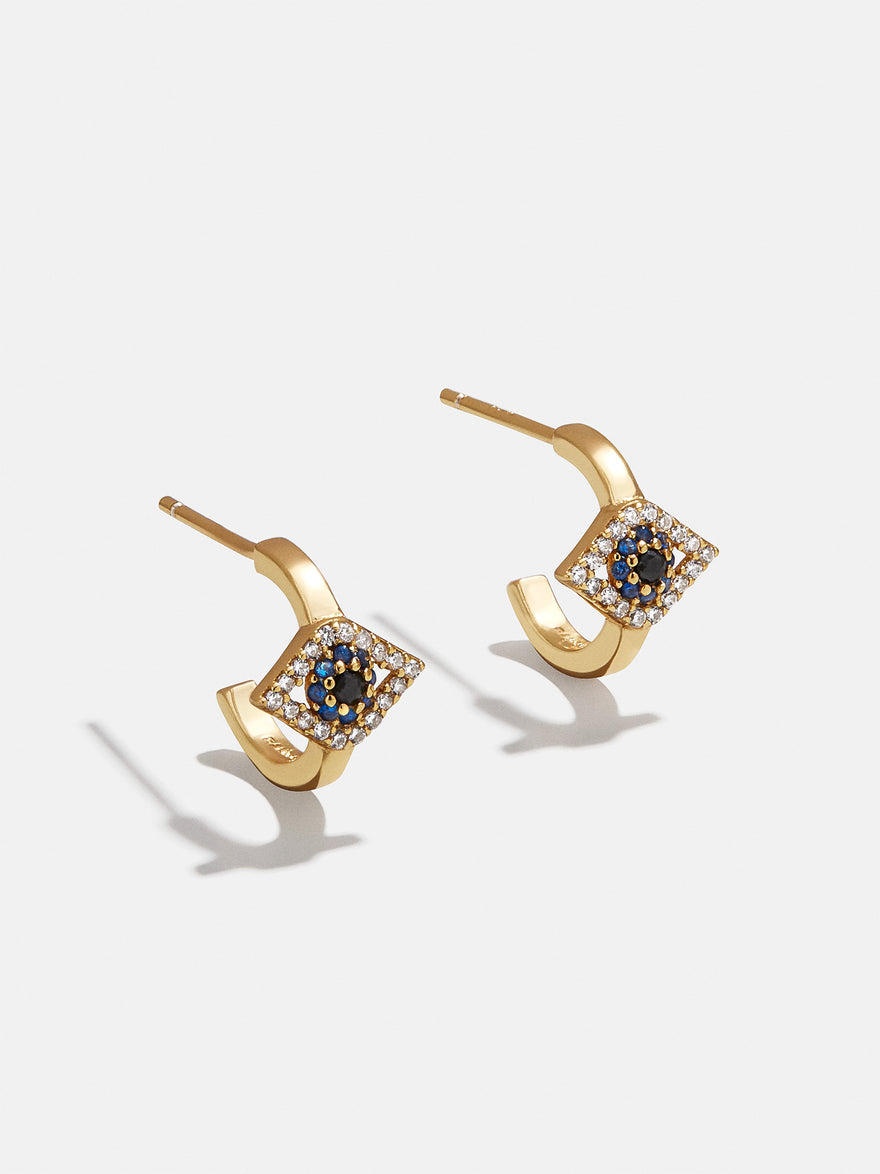 18K Gold Vermeil Evil Eye Delicate Hoop Earrings - Evil Eye