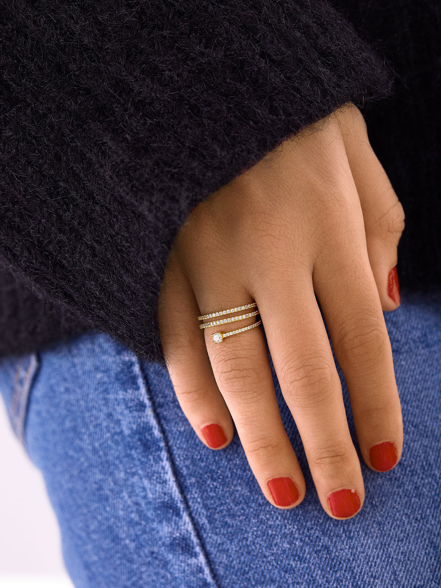 18K Gold Vermeil Celine Ring - Gold/Pavé