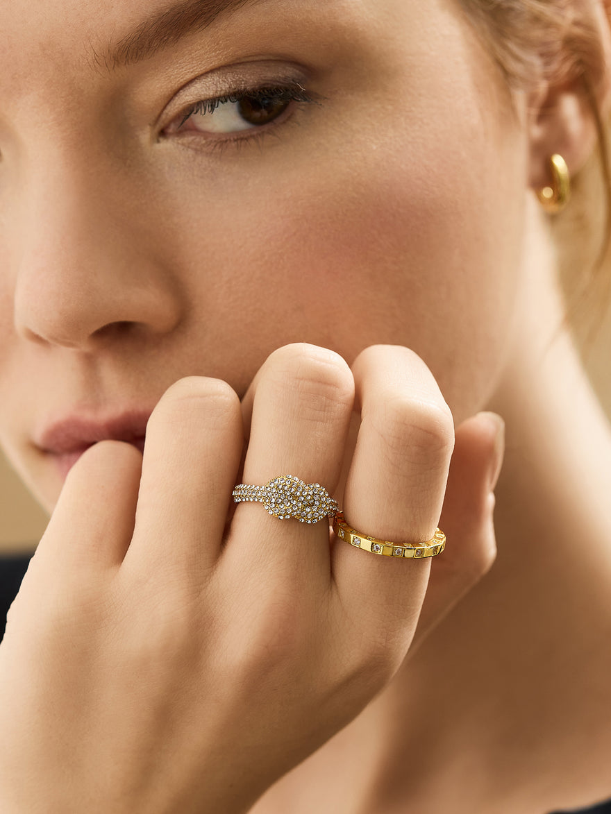 18K Gold Vermeil Mabel Ring - Gold/Pavé