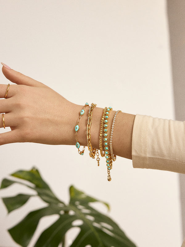 Yara Evil Eye Bracelet - Gold/Blue