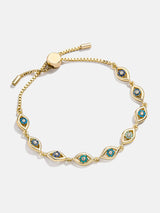 BaubleBar Aisha Evil Eye Bracelet - Gold/Blue - 
    Evil eye pull-tie tennis bracelet 
  
