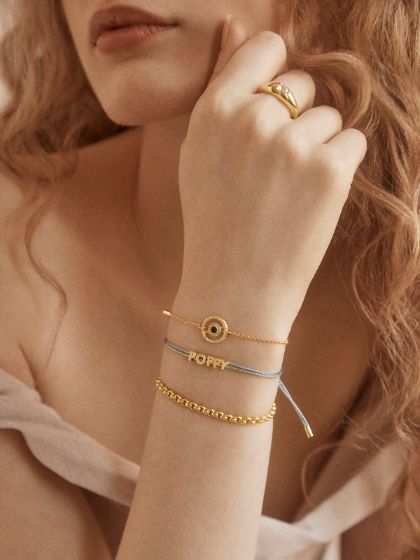 Sabrina 18K Gold Motif Bracelet - Evil Eye