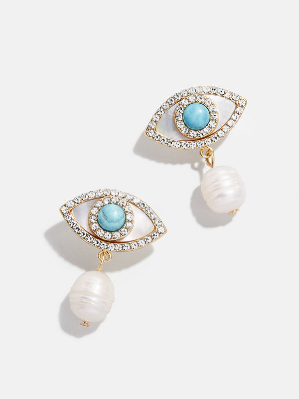 Frida Evil Eye Earrings - White/Blue