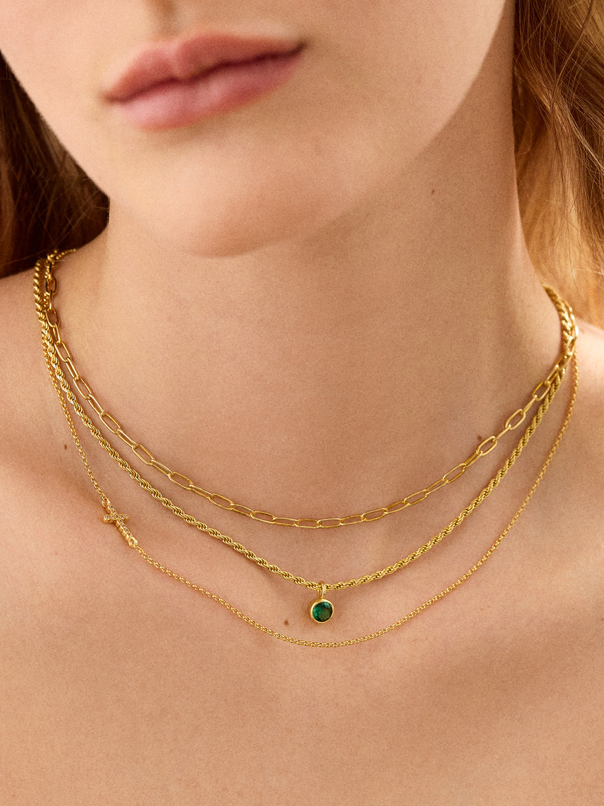 18K Gold Vermeil Asymmetrical Cross Necklace - Cross