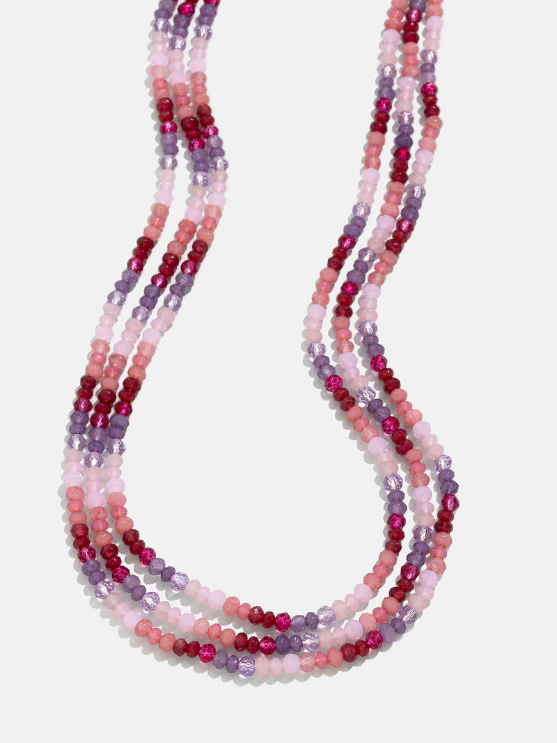Lena Semi-Precious Layered Necklace Pink – 3-in-1 necklace for