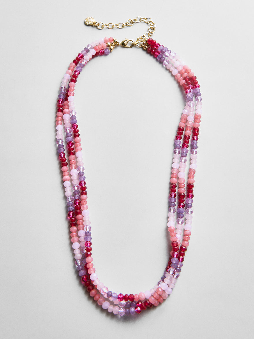 Lena Semi-Precious Layered Necklace - Pink