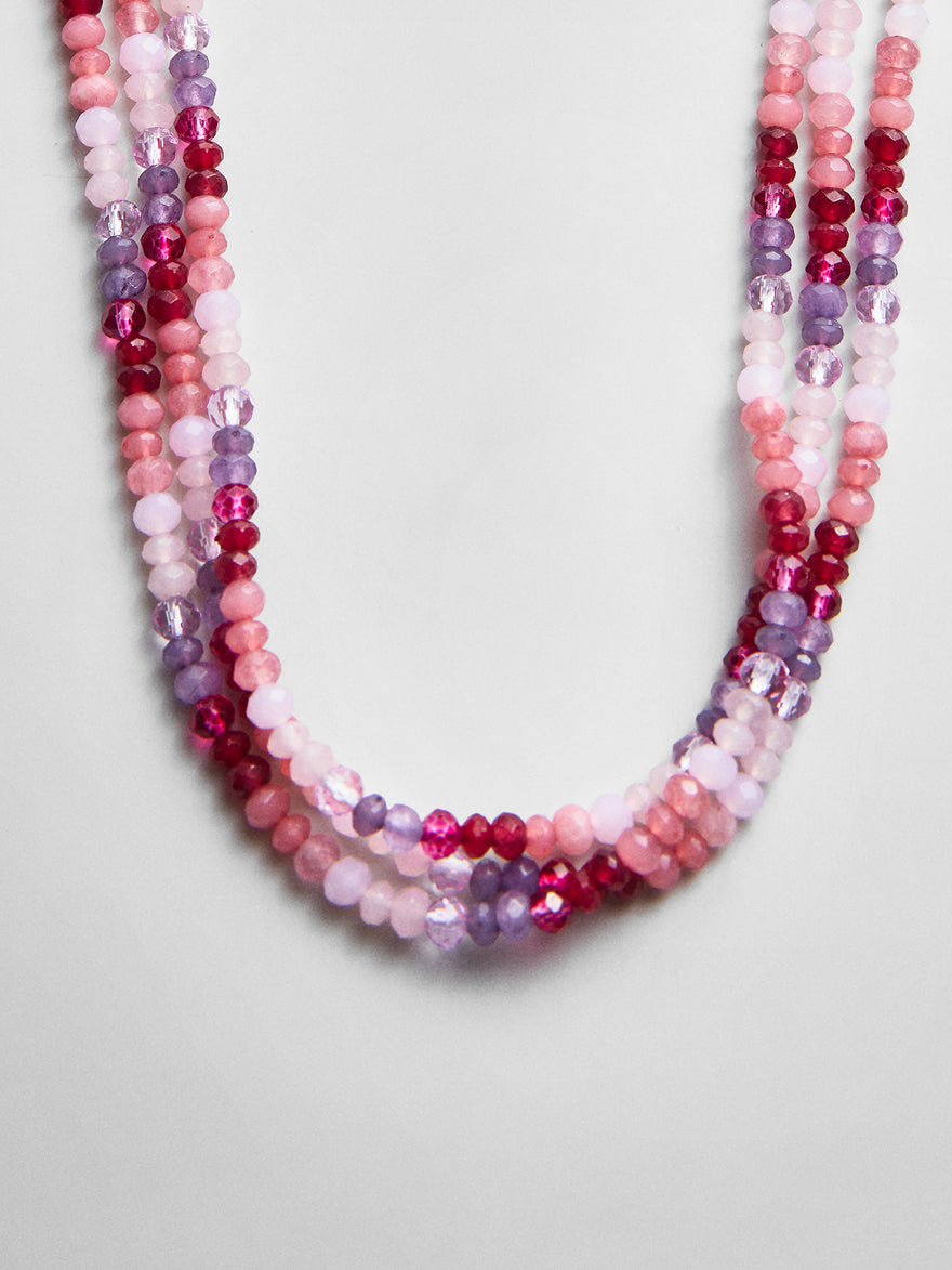 Lena Semi-Precious Layered Necklace - Pink