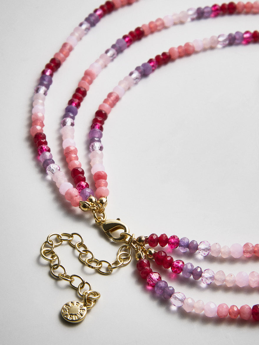 Lena Semi-Precious Layered Necklace - Pink