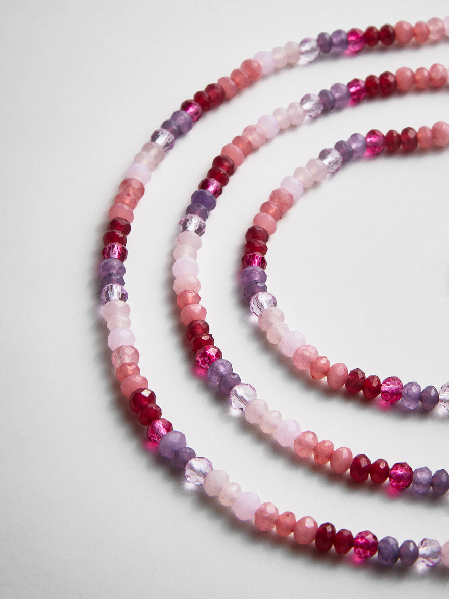 Lena Semi-Precious Layered Necklace - Pink
