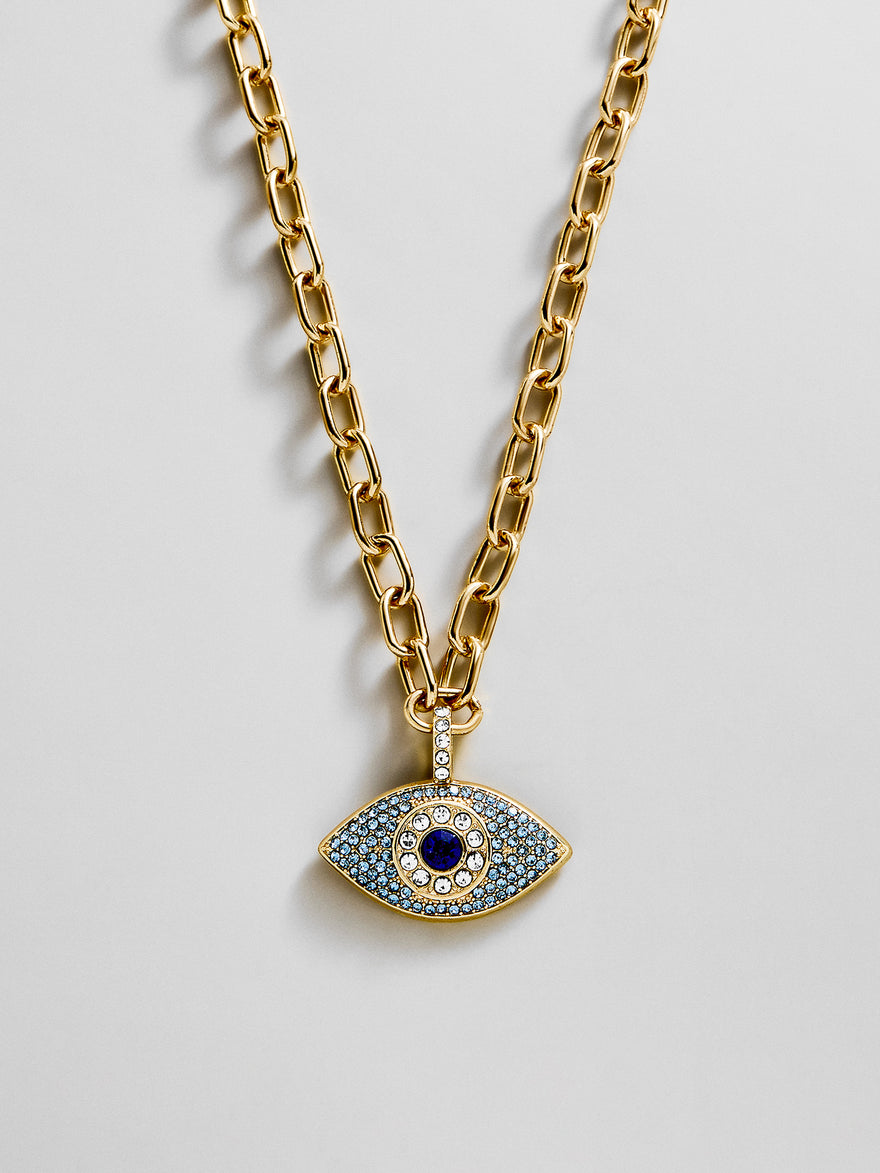 Eyes Out Necklace - Gold/Blue