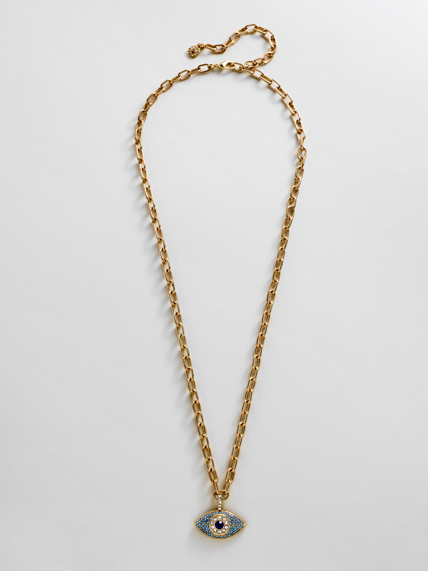 Eyes Out Necklace - Gold/Blue