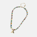 Semi-Precious Block Initial Necklace - Multi/Gold