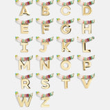 Semi-Precious Block Initial Necklace - Multi/Gold