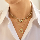 Pavé Double Initial Custom Necklace - Gold/Pavé