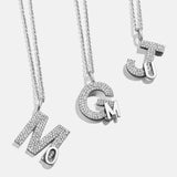 Double Initial Custom Necklace - Pavé/Silver