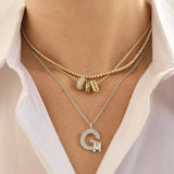 Double Initial Custom Necklace - Pavé/Silver