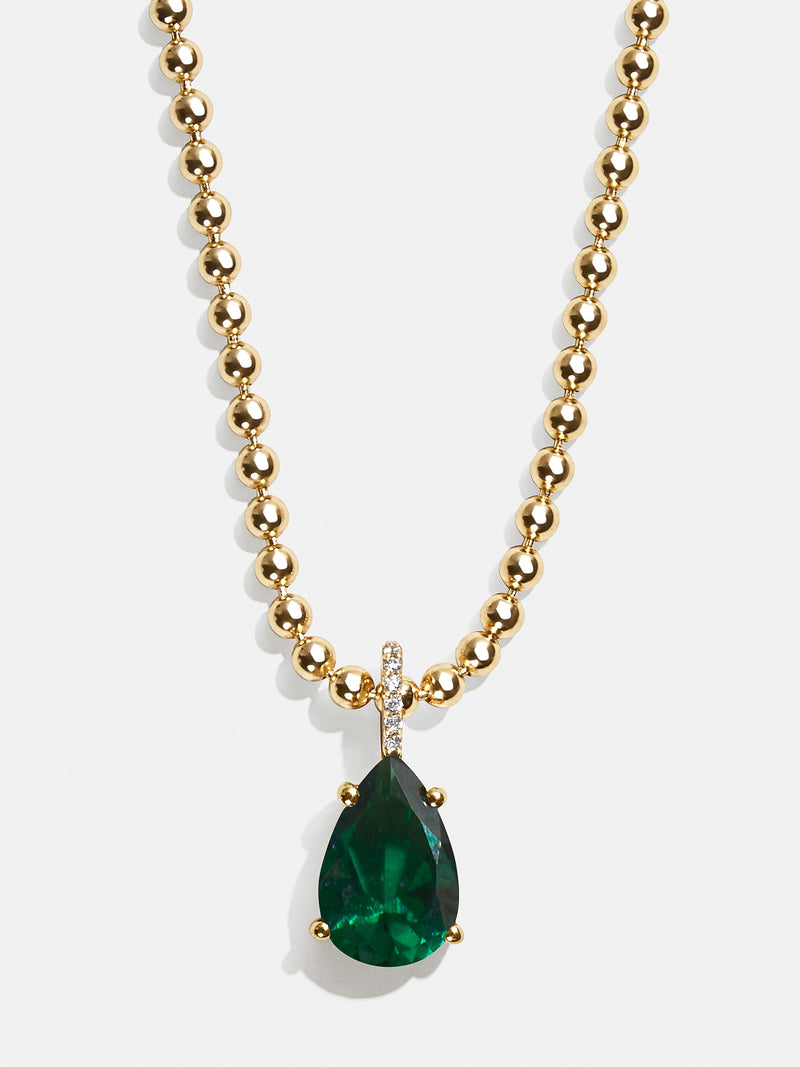 Esther 18K Gold Birthstone Necklace Emerald – Birthstone pendant