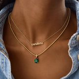 Esther 18K Gold Plated Sterling Silver Birthstone Necklace - Emerald