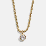 Florence 18K Gold Plated Sterling Silver Birthstone Necklace - Crystal