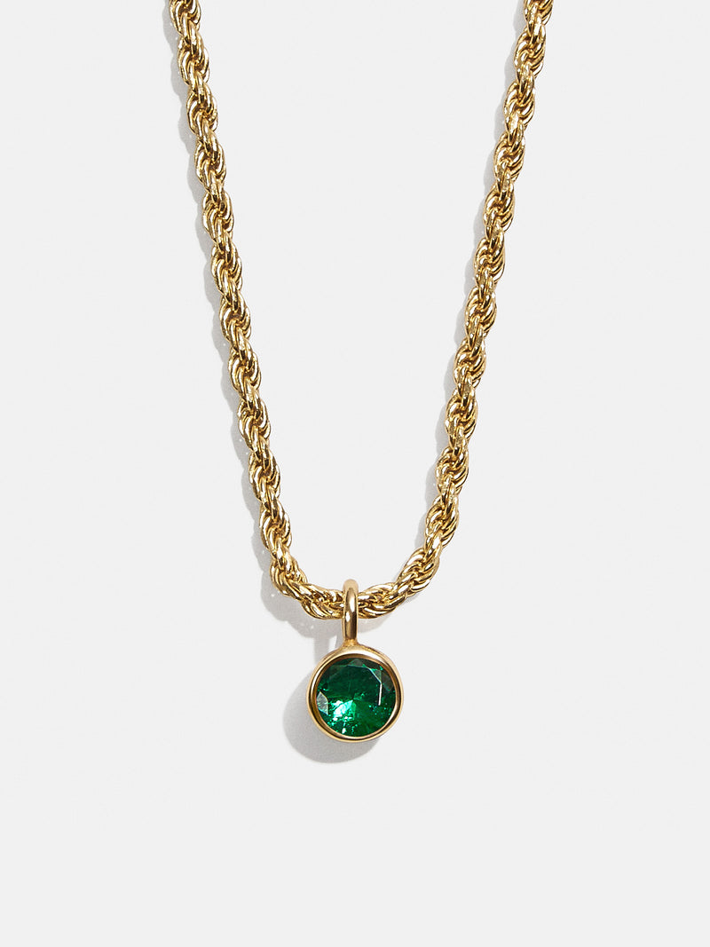 Florence 18K Gold Plated Sterling Birthstone Necklace - Emerald