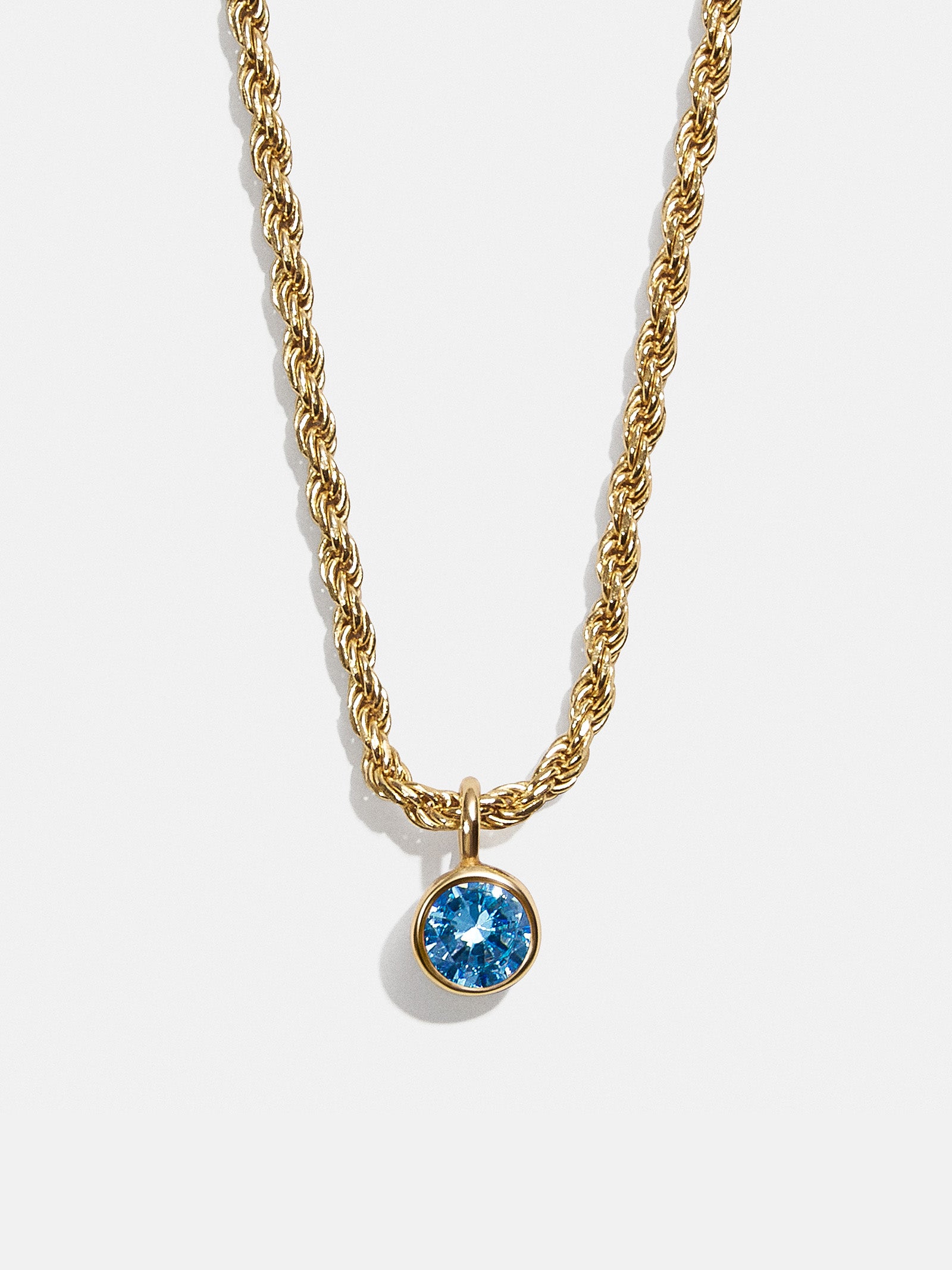18K Gold Florence Birthstone Necklace - Blue Zircon