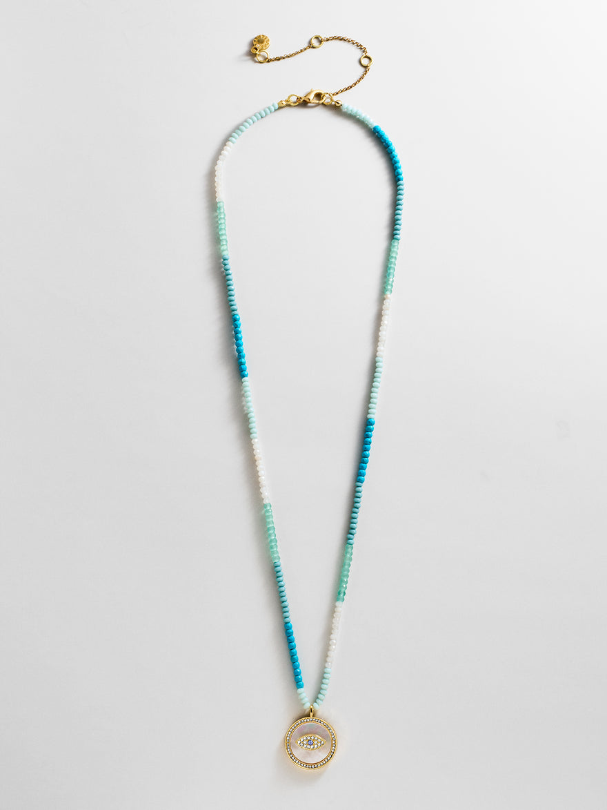 Evil Eye Semi-Precious Necklace - Gold/Blue