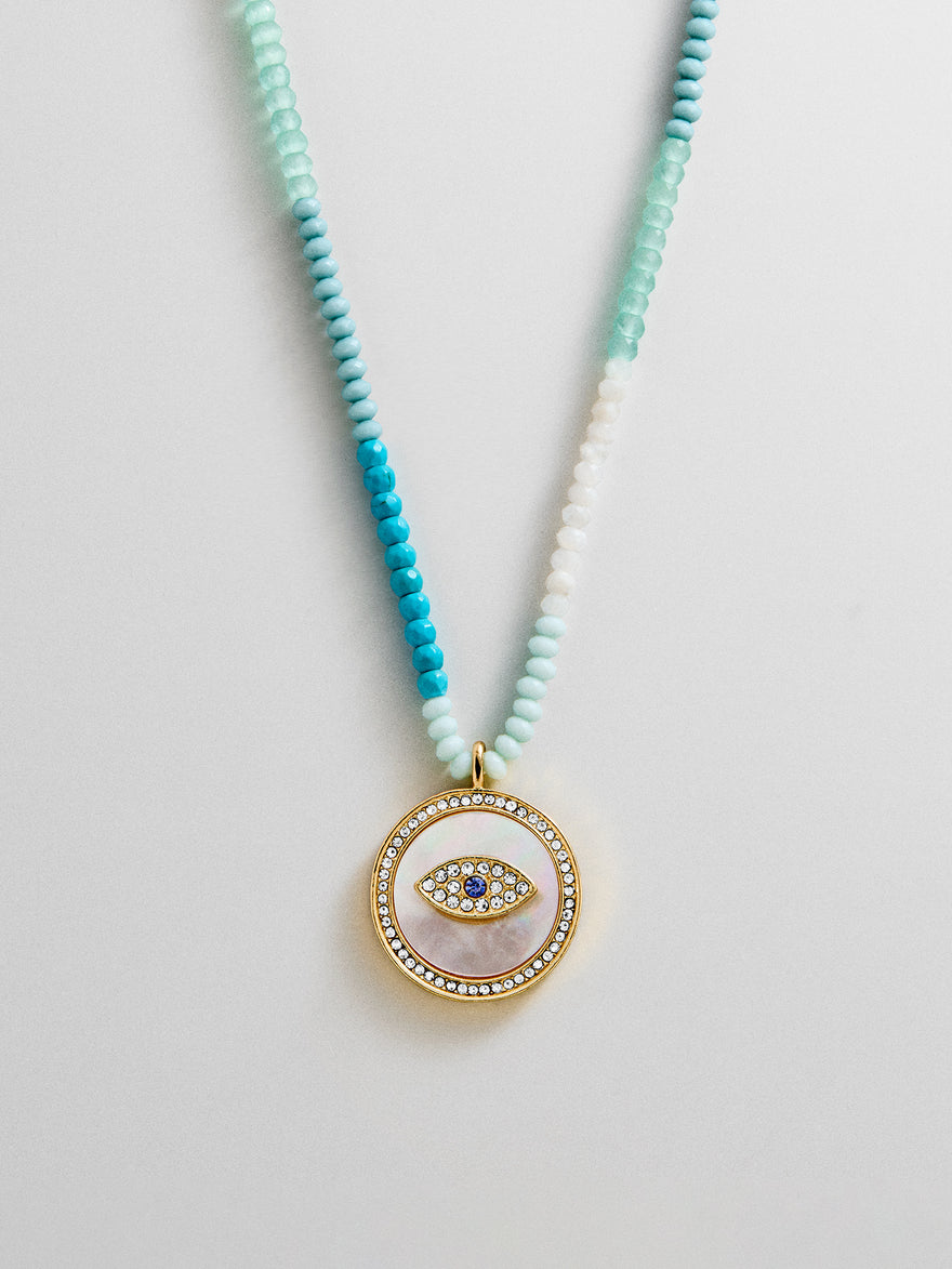 Evil Eye Semi-Precious Necklace - Gold/Blue